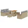 Image de vidaXL Ensemble de canapé de jardin avec coussins 9 pcs Beige Poly-Rattan