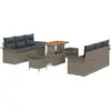 Image de vidaXL Ensemble de canapé de jardin avec coussins 9 pcs Gris Poly-Rotin