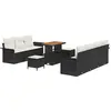 Image de vidaXL Ensemble de canapé de jardin avec coussins 10 pcs noir poly rotin