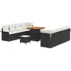 Image de vidaXL Ensemble de canapé de jardin avec coussins 11 pcs noir poly rotin