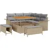 Image de Ensemble de canapés de jardin vidaXL, 8 pièces, beige, en polyrotin
