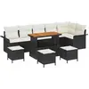 Image de vidaXL Ensemble de canapé de jardin avec coussins 10 pcs noir poly rotin
