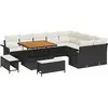 Image de vidaXL Ensemble de canapé de jardin avec coussins 12 pcs noir poly rotin