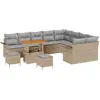 Image de vidaXL Ensemble de canapé de jardin avec coussins 12 pcs Beige Poly-Rattan