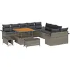 Image de Ensemble de canapés de jardin vidaXL avec coussins, 13 pièces, gris, en polyrotin