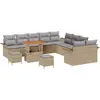 Image de vidaXL Ensemble de canapé de jardin avec coussins 13 pcs Beige Poly-Rattan