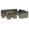 Image de Ensemble de canapés de jardin vidaXL avec coussins, 14 pièces, gris, en polyrotin