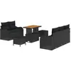Image de vidaXL Ensemble de canapé de jardin avec coussins 8 pcs noir poly rotin