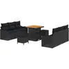 Image de vidaXL Ensemble de canapé de jardin avec coussins 9 pcs noir poly rotin