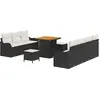 Image de vidaXL Ensemble de canapé de jardin avec coussins 10 pcs noir poly rotin