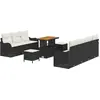 Image de vidaXL Ensemble de canapé de jardin avec coussins 10 pcs noir poly rotin
