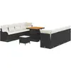 Image de vidaXL Ensemble de canapé de jardin avec coussins 11 pcs noir poly rotin