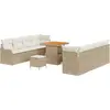 Image de vidaXL Ensemble de canapé de jardin avec coussins 11 pcs Beige Poly-Rattan