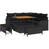 Image de vidaXL Ensemble de canapé de jardin avec coussins 8 pcs noir poly rotin