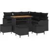 Image de vidaXL Ensemble de canapé de jardin avec coussins 9 pcs noir poly rotin