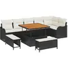 Image de vidaXL Ensemble de canapé de jardin avec coussins 9 pcs noir poly rotin
