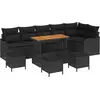 Image de vidaXL Ensemble de canapé de jardin avec coussins 10 pcs noir poly rotin
