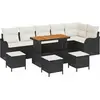 Image de vidaXL Ensemble de canapé de jardin avec coussins 10 pcs noir poly rotin
