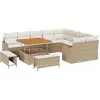 Image de Ensemble de canapés de jardin vidaXL, 12 pièces, beige, en polyrotin