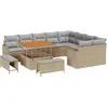 Image de vidaXL Ensemble de canapé de jardin avec coussins 12 pcs Beige Poly-Rattan