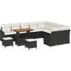Image de vidaXL Ensemble de canapé de jardin avec coussins 12 pcs noir poly rotin