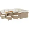 Image de Ensemble de canapés de jardin vidaXL, 13 pièces, beige, en polyrotin
