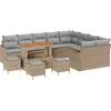 Image de vidaXL Ensemble de canapé de jardin avec coussins 13 pcs Beige Poly-Rattan