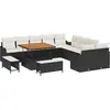 Image de Ensemble de canapés de jardin vidaXL avec coussins, 13 pièces, en polyrotin noir