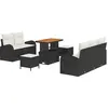 Image de vidaXL Ensemble de canapé de jardin avec coussins 8 pcs noir poly rotin