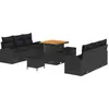 Image de vidaXL Ensemble de canapé de jardin avec coussins 9 pcs noir poly rotin