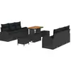 Image de vidaXL Ensemble de canapé de jardin avec coussins 9 pcs noir poly rotin