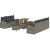 Image de vidaXL Ensemble de canapé de jardin avec coussins 10 pcs Gris Poly-Rotin