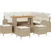 Image de Ensemble de canapé de jardin vidaXL, 9 pièces, beige, en polyrotin
