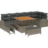 Image de vidaXL Ensemble de canapé de jardin avec coussins 9 pcs Gris Poly-Rotin