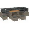 Image de vidaXL Ensemble de canapé de jardin avec coussins 10 pcs Gris Poly-Rotin
