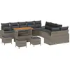 Image de Ensemble de canapés de jardin vidaXL avec coussins, 14 pièces, gris, en polyrotin