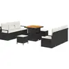 Image de vidaXL Ensemble de canapé de jardin avec coussins 9 pcs noir poly rotin