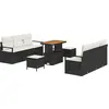Image de vidaXL Ensemble de canapé de jardin avec coussins 9 pcs noir poly rotin