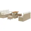 Image de Ensemble de canapé de jardin vidaXL, 9 pièces, beige, en polyrotin