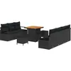 Image de vidaXL Ensemble de canapé de jardin avec coussins 10 pcs noir poly rotin