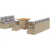 Image de vidaXL Ensemble de canapé de jardin avec coussins 10 pcs Beige Poly-Rattan