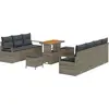 Image de vidaXL Ensemble de canapé de jardin avec coussins 10 pcs Gris Poly-Rotin