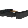 Image de vidaXL Ensemble de canapé de jardin avec coussins 11 pcs noir poly rotin