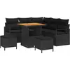 Image de vidaXL Ensemble de canapé de jardin avec coussins 8 pcs noir poly rotin