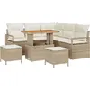 Image de vidaXL Ensemble de canapé de jardin avec coussins 8 pcs Beige Poly-Rattan