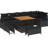 Image de vidaXL Ensemble de canapé de jardin avec coussins 9 pcs noir poly rotin