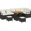 Image de vidaXL Ensemble de canapé de jardin avec coussins 9 pcs noir poly rotin