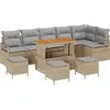 Image de vidaXL Ensemble de canapé de jardin avec coussins 10 pcs Beige Poly Rattan