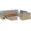 Image de vidaXL Ensemble de canapé de jardin avec coussins 13 pcs Beige Poly-Rattan