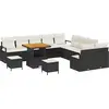 Image de vidaXL Ensemble de canapé de jardin avec coussins 13 pcs noir poly rotin